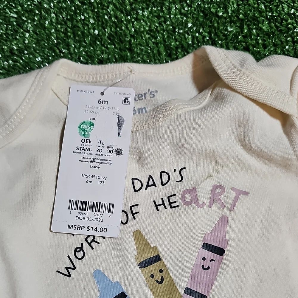 Carter's Cream Long Sleeve Bodysuit with Colorful Crayons